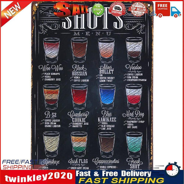 Retro Wine Beer Plaque Metal Tin Signs Painting for Home Wall Art (Shots) Newly