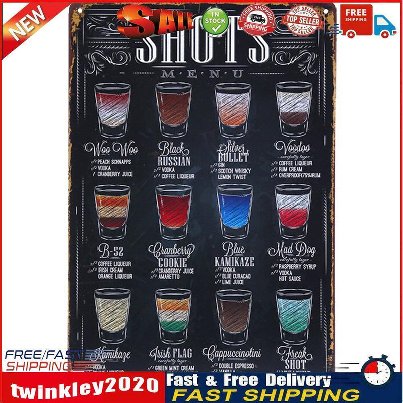 Retro Wine Beer Plaque Metal Tin Signs Painting for Home Wall Art (Shots) Newly