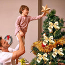 Christmas Bows - 12 Pcs Xmas Decorative Hanging Bows for Wreath Christmas Tree