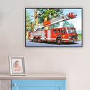 5D DIY Full Drill Diamond Painting Fire Truck Cross Stitch Mosaic Kit Wall Decor