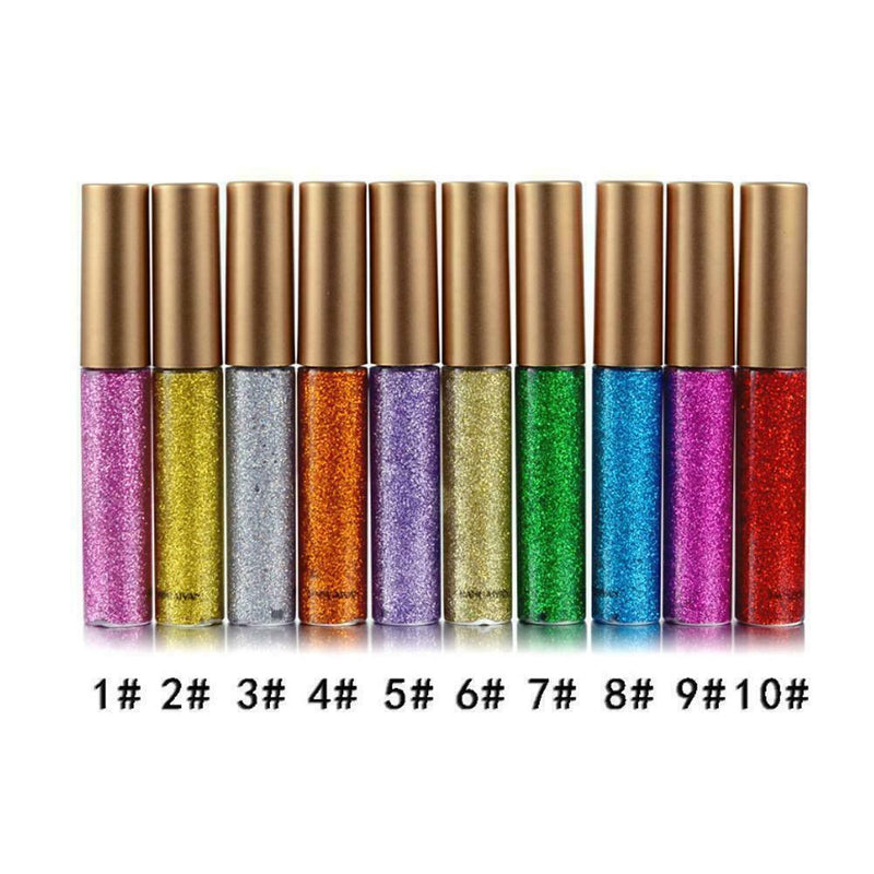 Hot 10Pcs/Set Glitter Eyeliner Waterproof Liquid Eye Makeup Hotsale Liner Z5Y2