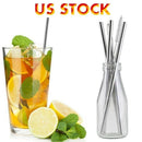 4X Straight Reusable Drinking Straws Steel Eco-Friendly w/ Brush`