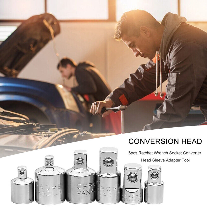 6pcs Ratchet Wrench Socket Converter Head Sleeve Adapter 1/2 3/8 1/4 Tool Newly