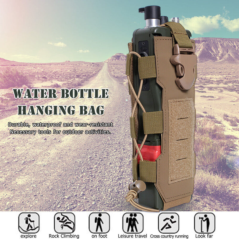 Molle Water Bottle Bag Travel Camping Hiking Kettle Holder Pouch (Mud) Newly