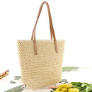 Paper Rope Women Handbags Summer Beach Solid Color Large Capacity Top-handle Bag