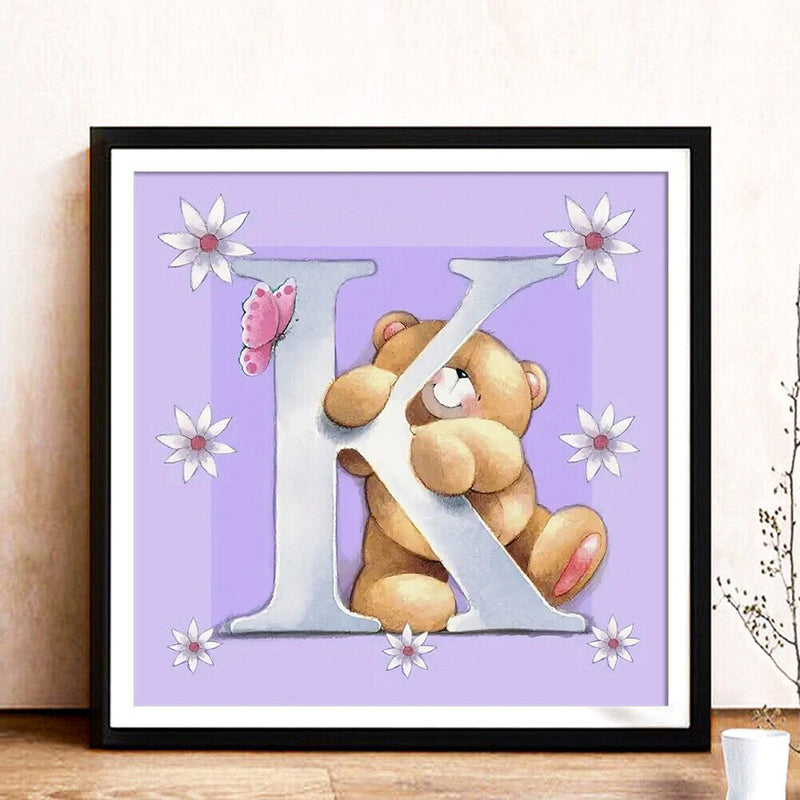 Diamond Painting Letter Bear 5D DIY Full Drill Round Cartoon Art (B1064)