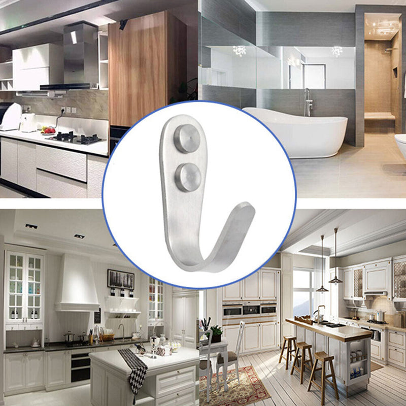 Stainless Steel Door Hook Set with Screws Clothes Hat Wall Hanger (3mm)