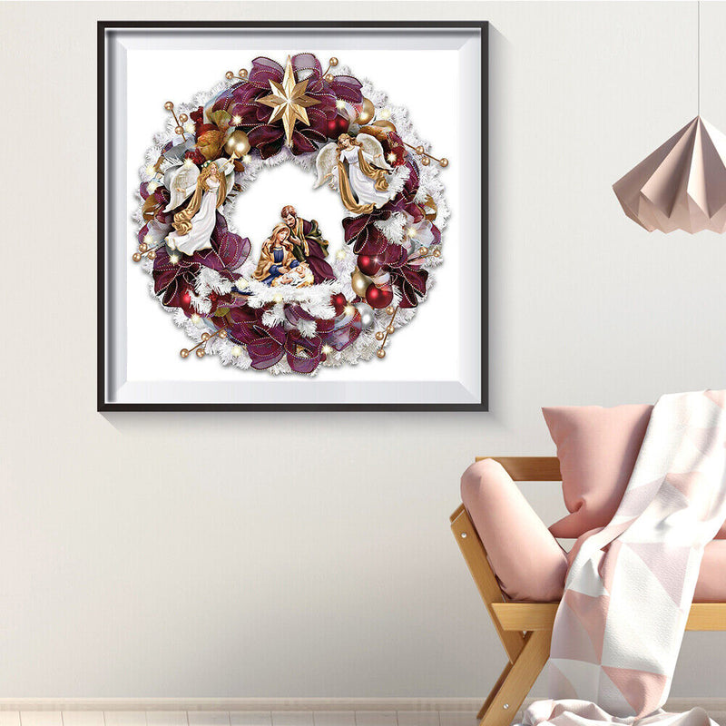 Oil Paint By Numbers Picture DIY Painting Wreath Flower Drawing on Canvas