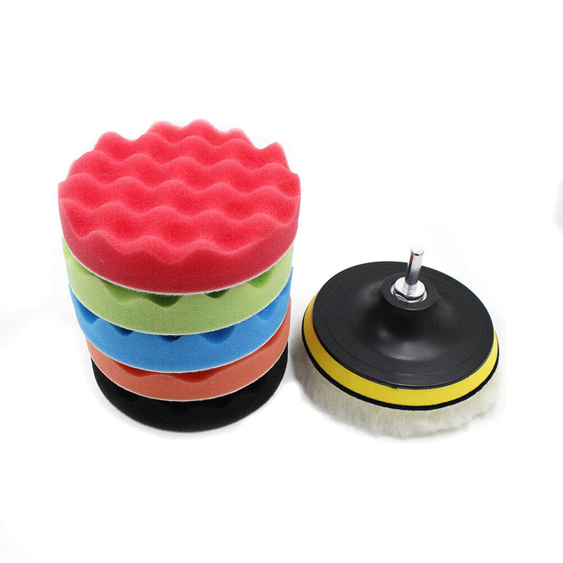 8pcs Car Polishing Disc Waxing Sponge Car Polisher Drill Adapter (5 inch)