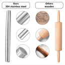 Non Stick Cookie Baking & Pastry Tool Stainless Steel Dough Roller Rolling Pin