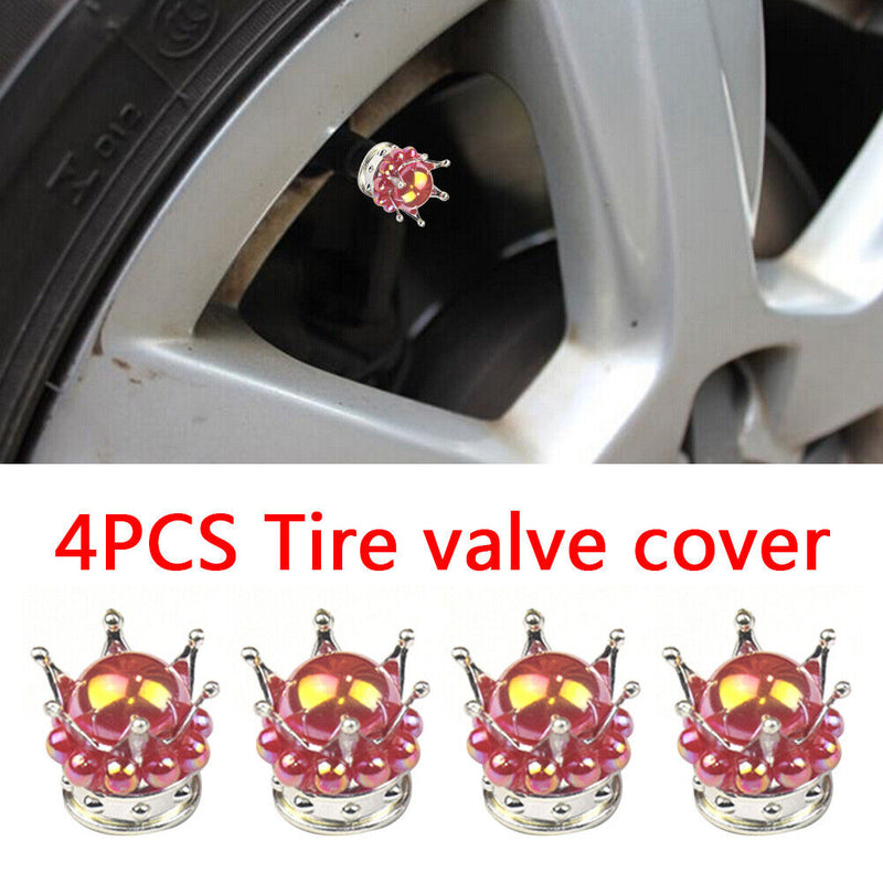 Diamond-Encrusted Crown Auto Valve Caps Universal Car Wheel Tire Valve Cover Cap