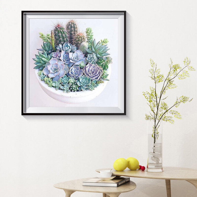 5D DIY Full Round Drill Diamond Painting Succulent Plants Cross Stitch Mosaic