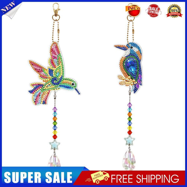 2pcs 5D Diamond Painting Bird Pendant Bag Keychain Jewelry Gifts (SMDZ202)