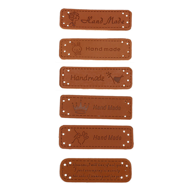 12pcs PU Leather Keywords on Clothing Garment Labels for Jeans Bag