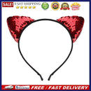Women Children Girls Sexy Cat Ear Sequined Hairband Hair Hoop Headwear(Red)