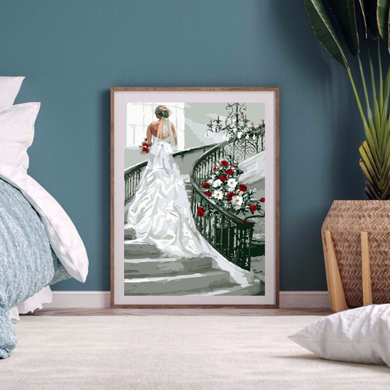The Bride in the Stairs No Frame Pictures By Number DIY Digital Coding Oil Paint