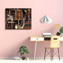 Painting By Numbers Kit DIY Cat Books Hand Painted Canvas Oil Art Picture