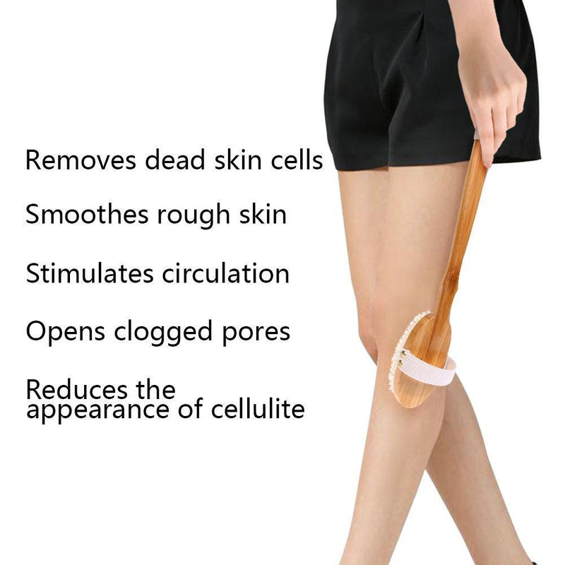 Boar Bristle Shower Bath Body Brush with Detachable Wooden Hand Grip Handle