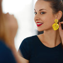 Simple Girl Drop Earrings Women Hollowed Leaf Dangle Ear Stud Alloy Jewelry Gift