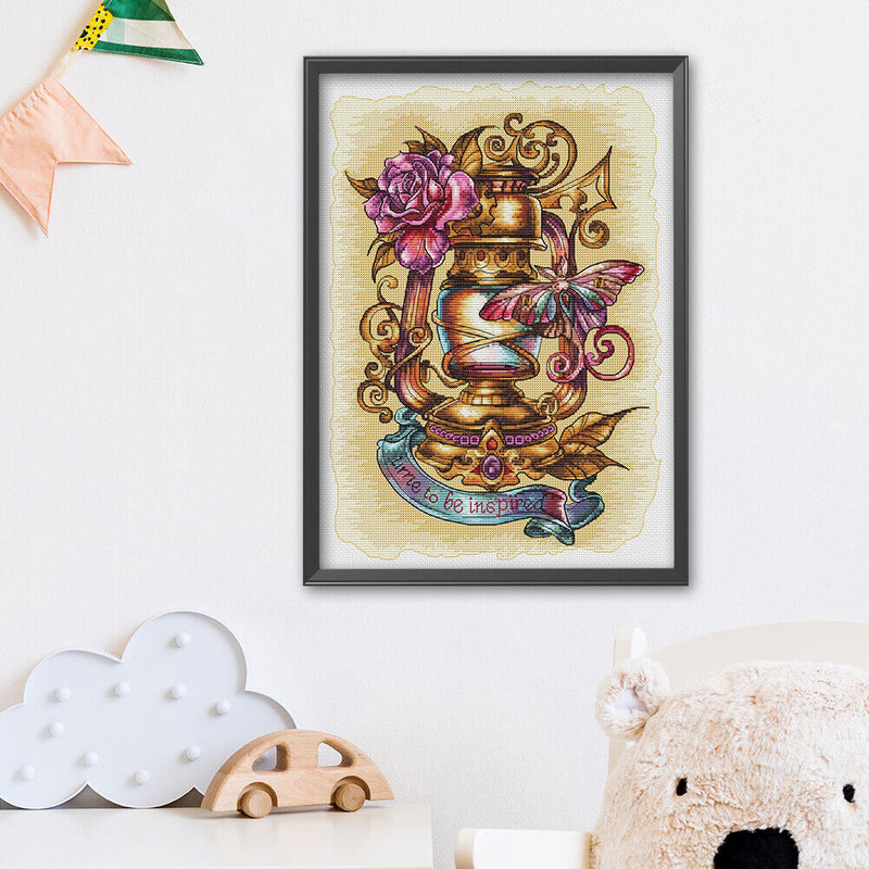 14CT Counted Flower Lantern Embroidery DIY Full Cross Stitch Cotton Thread Ki