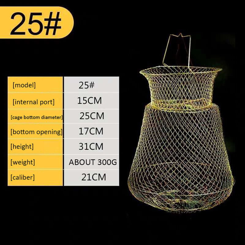 Foldable Fish Protection Basket Portable Wire Fish Crab Starage Cage (25cm)
