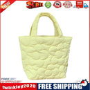 Women Quilted Cotton Padded Top-handle Bag Flower Pattern Satchel (Yellow)