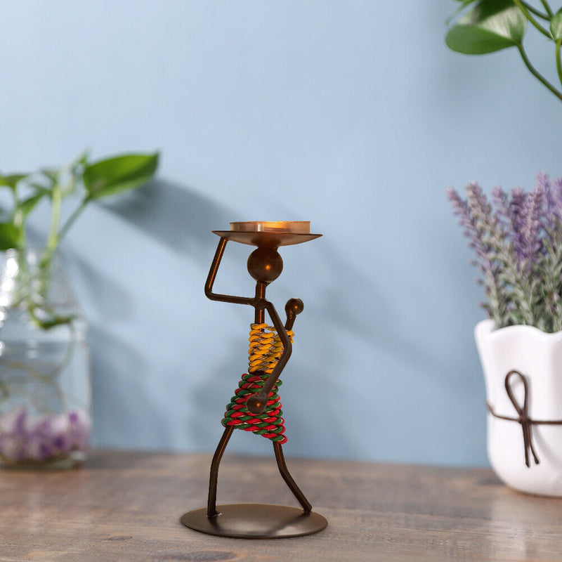 Creative Retro Metal Candle Holder Home Romantic Candlestick Ornaments (A) Newly