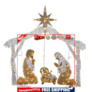 Nativity Scene Xmas LED Nativity Family Scene Silhouette Stake Warm White
