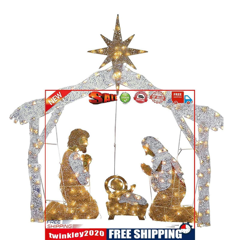 Nativity Scene Xmas LED Nativity Family Scene Silhouette Stake Warm White