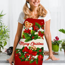 Merry Christmas Linen Kitchen Apron Waterproof Cooking Pinafore (82x68cm)