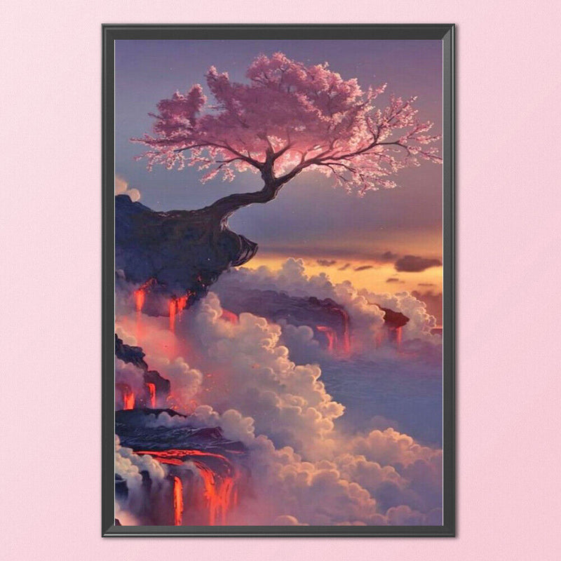 11CT Full Cross Stitch Sakura Tree Counted DIY Embroidery Crafts Home Decoration
