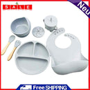 6pcs Silicone Baby Feeding Anti Brief Plates for Food Soft Kids Tableware (Grey)