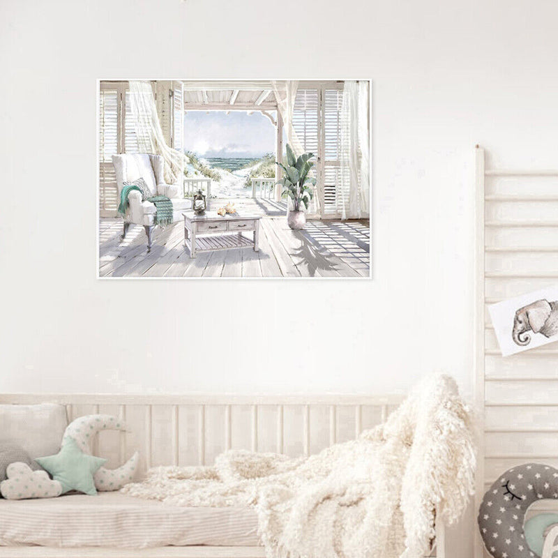 Balcony Sea View Paint By Numbers Kit DIY Frameless Art Picture On Canvas