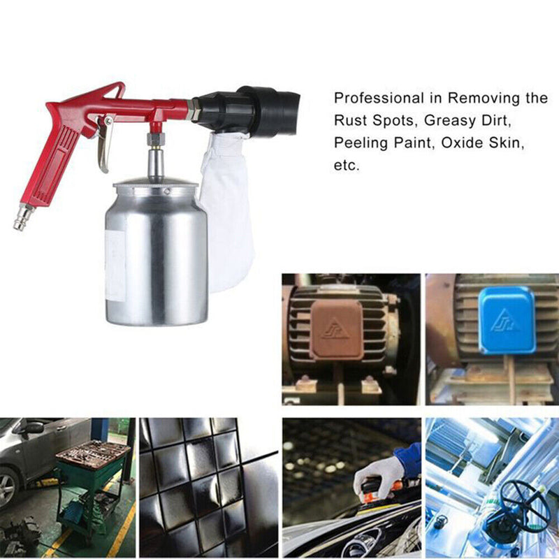 Pneumatic Sandblaster Spray Gun Anti-rust Sand Blasting Power Tools Kit Newly
