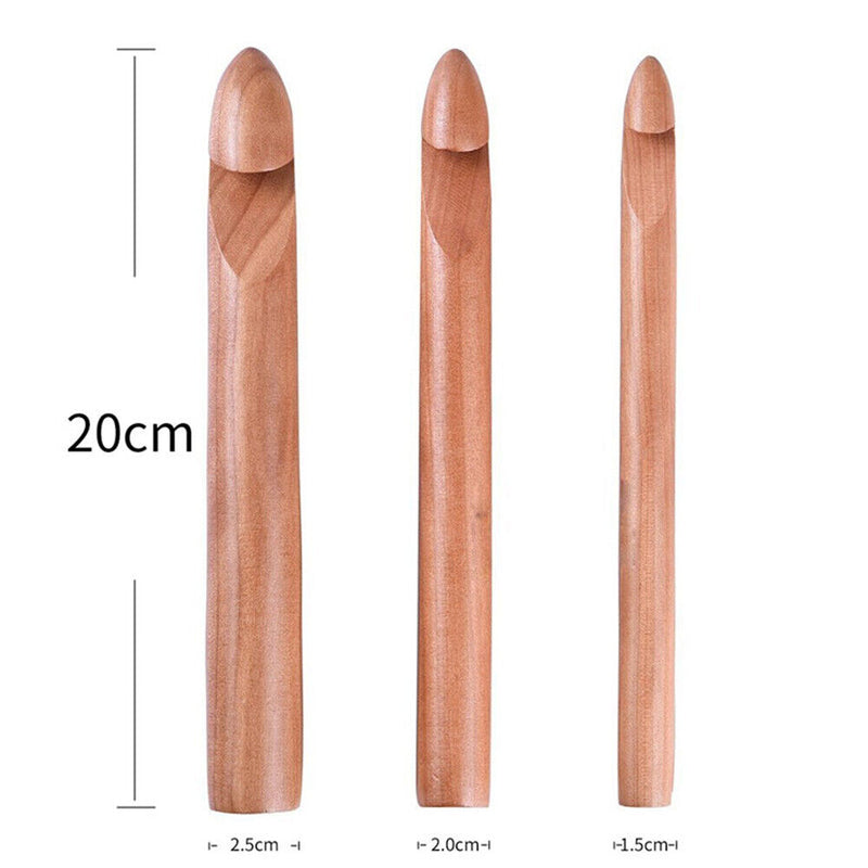 3pcs Knitted Crochet Bamboo Wood Hooks DIY Crafts Knitting Needles Gadgets