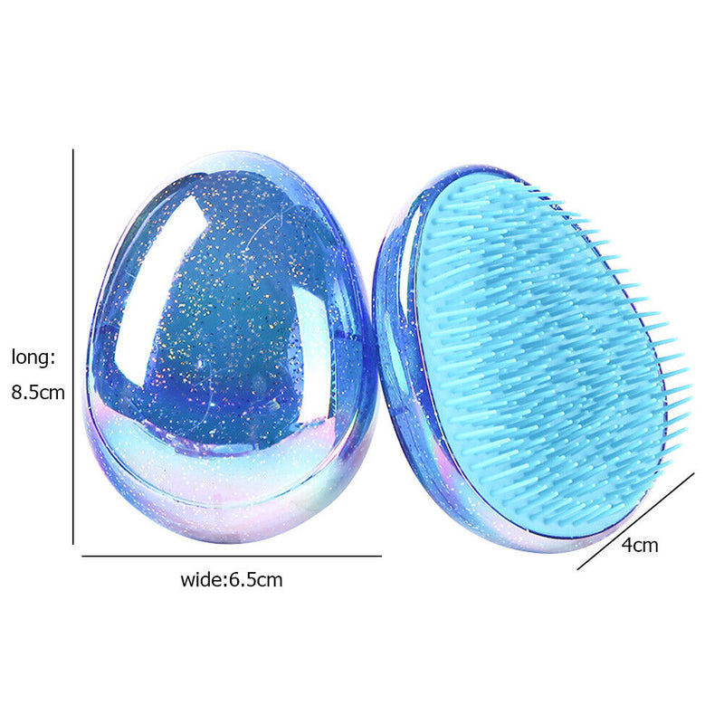 Round Shape Hair Comb Egg Sequin Anti-Static Massage Styling Brush (Blue)