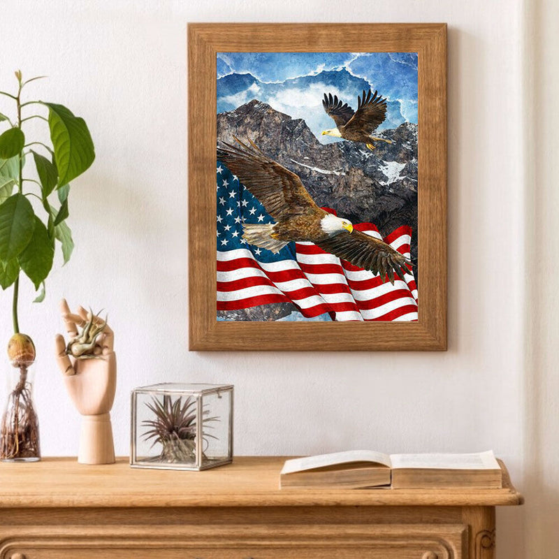 5D DIY Diamond Painting USA Flag Eagle Full Round Drill Crafts Mosaic Rhinestone