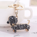 Girl Alloy Inlaid Diamond Dog Bag Car Pendant Keychain (Black) Newly