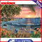 DIY Seaside Beach Oil Paint by Numbers Drawing on Canvas Pictures Home Decor