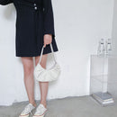 Folds Design Small Shoulder Armpit Bags for Women Nylon Solid Color Pleated Tote