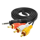 Speaker Laptop Male to Male 3.5mm Jack to 3 RCA Adapter Wire AUX Cable AV Cable
