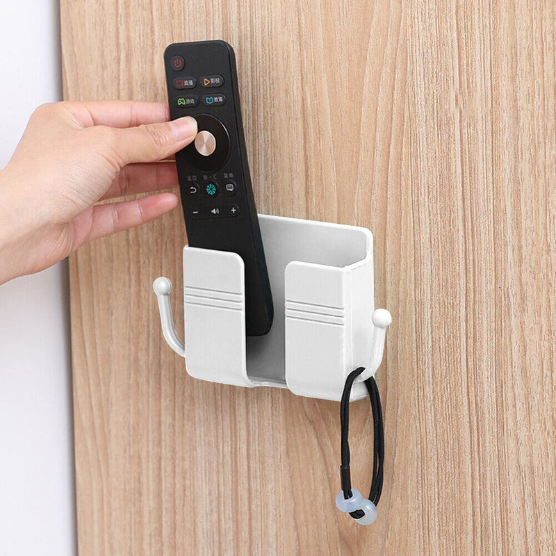 Adhesive Remote Control Mobile Phone Charging Plug Organizer Rack (White) Newly