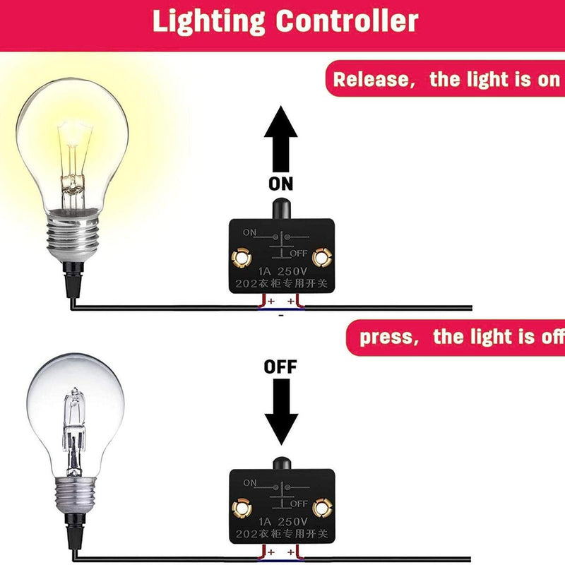 1PCS Wardrobe Door Light Switch Automatic Reset Switch Cabinet Cupboard`