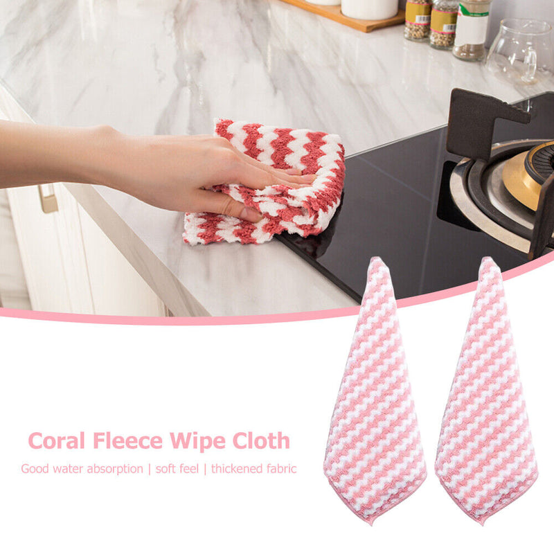Water Ripples Clean Towel Coral Fleece Highly Absorbent Wipe Cloths (Pink) Newly