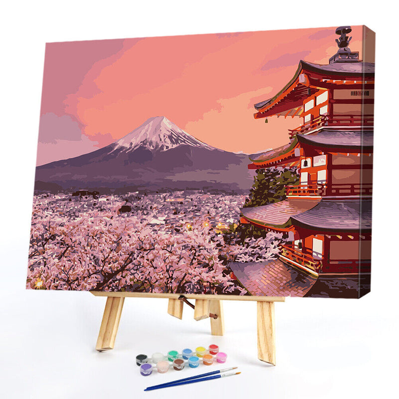 DIY Digital Oil Painting By Numbers Flower Tower Canvas Drawing Picture 40x50