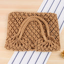 Beach Straw Shoulder Bag Womens Woven Summer Vacation Cotton Hollow Fishnet Tote