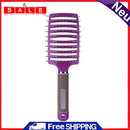 Pro Anti-Static Scalp Massager Hair Brush Curved Row Hairstyle Comb (Purple