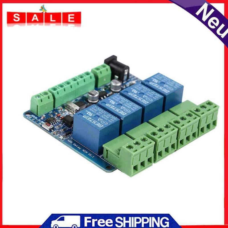 Modbus-Rtu 4 Way 12V Relay Module Switch 4 Way Relay Output RS485 Communication