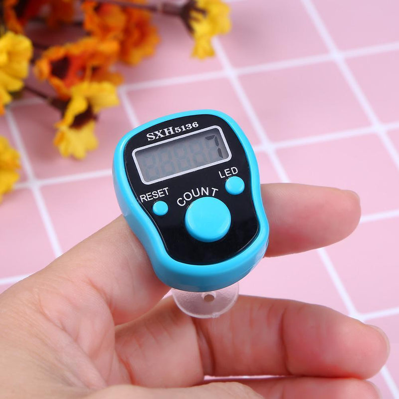 Stitch Marker Finger Ring Counter LED Light Electronic Tally Counter (Blue)