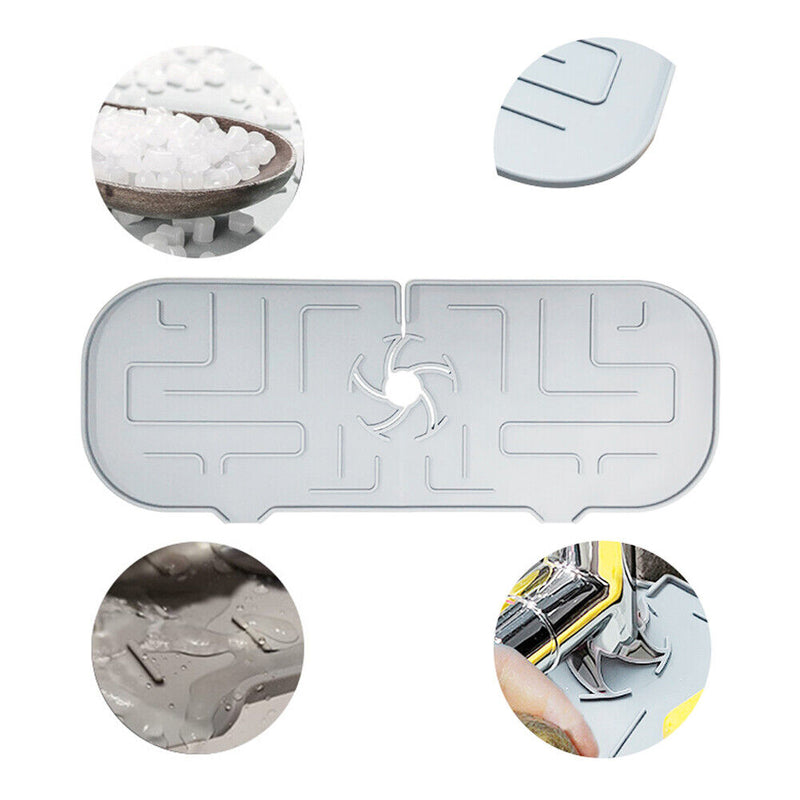 Faucet Absorbent Draining Mat Splash Guard Sink Water Drying Pad (White) Newly